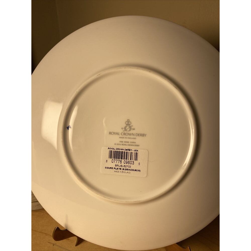 Royal Crown Derby ECO Coupe Accent Plate 8.25" Blue Tan NEW Made in England - Picture 3 of 4